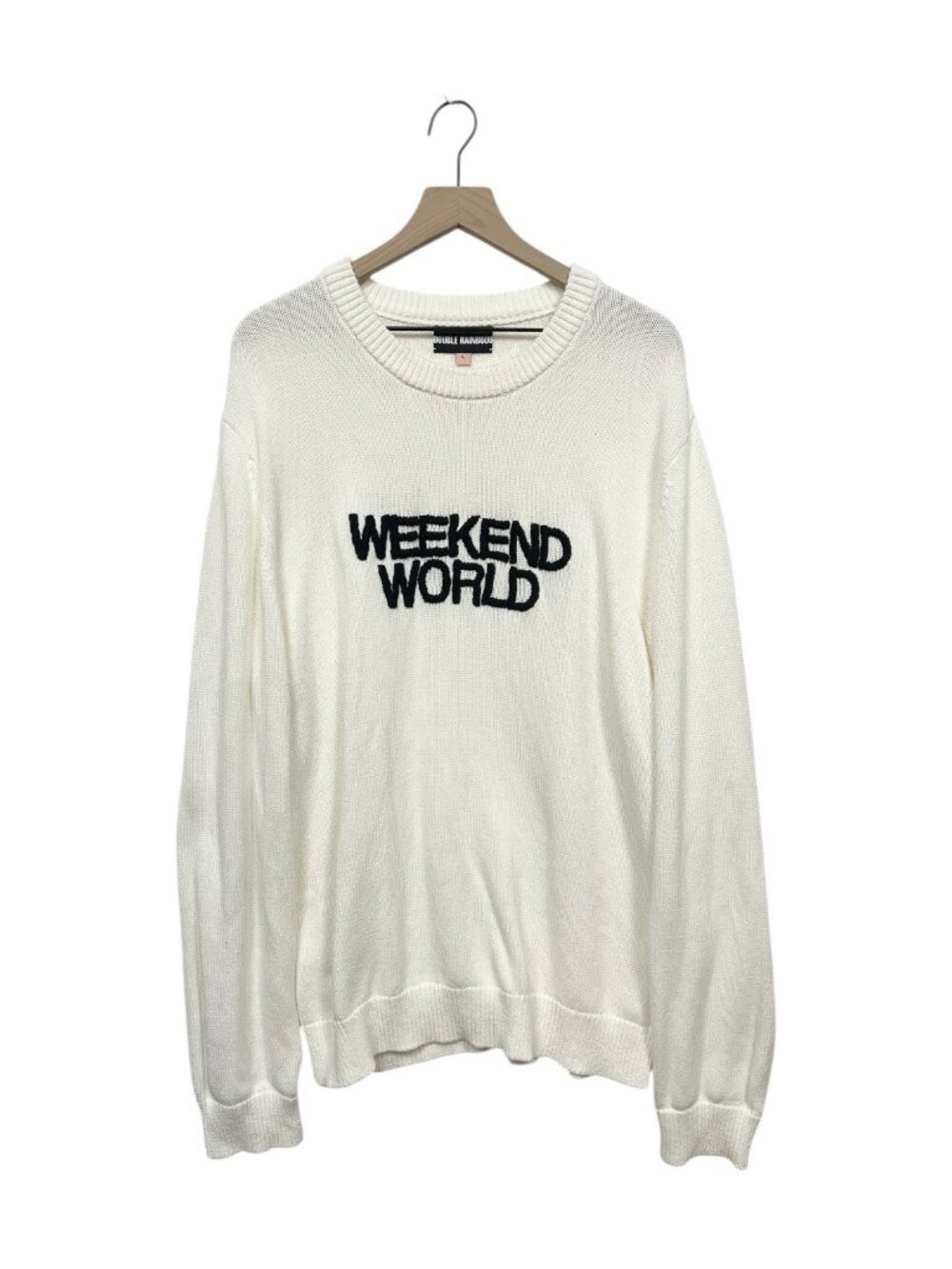 NEW Double Rainbouu White Weekend World Knit Sweater Size L Large